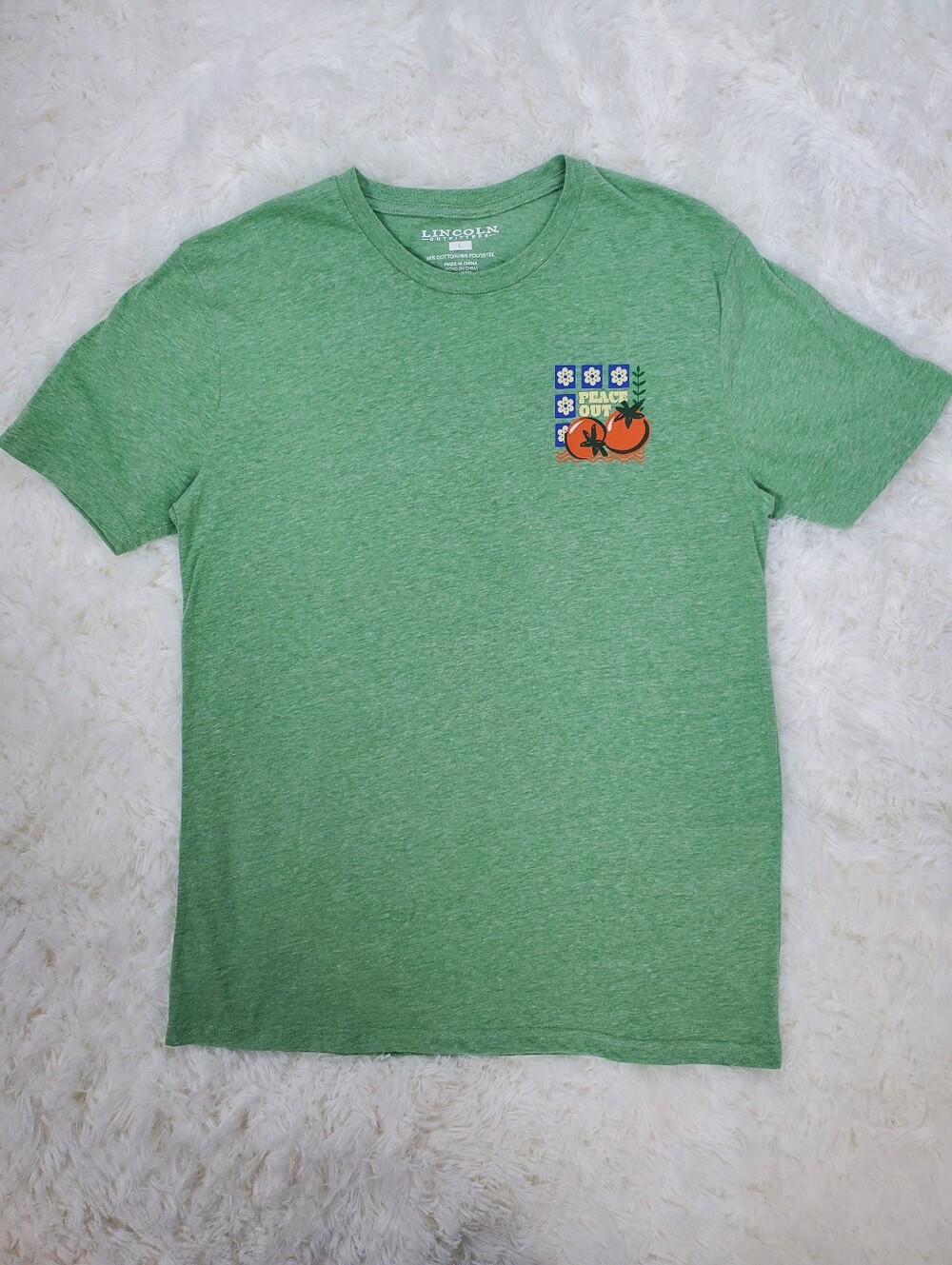 Lincoln Outfitters Size L Green Short Sleeve Graphic Tee T-Shirt